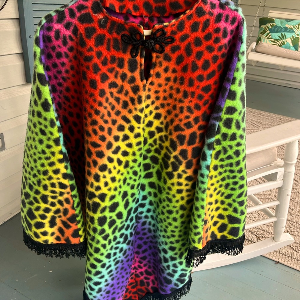 Multicolor Leopard Print Cape